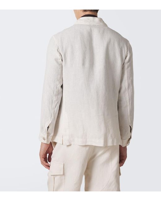 Fedeli White Oxford Linen Jacket for men