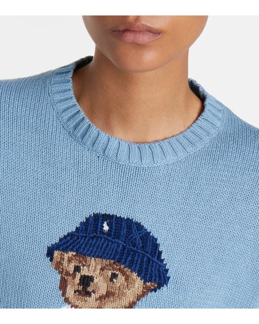 Polo Ralph Lauren Blue Polo Bear Oversized Cotton Sweater