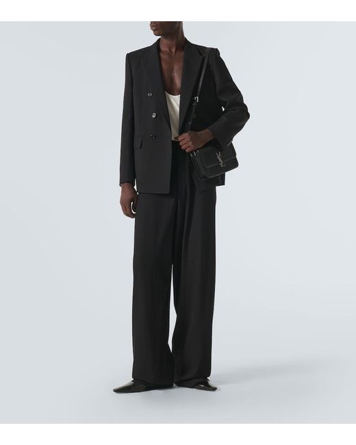 Saint Laurent Black Double-Breasted Wool Blazer for men