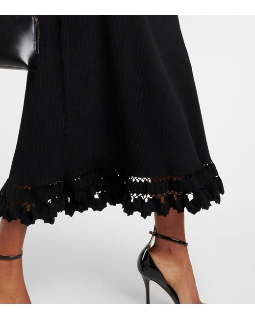 Ulla Johnson Black Fiora Ribbed-Knit Midi Dress