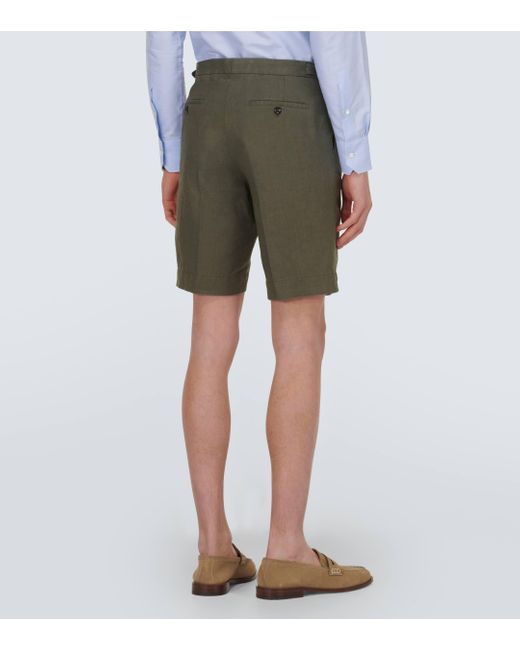 Incotex Green Linen Shorts for men