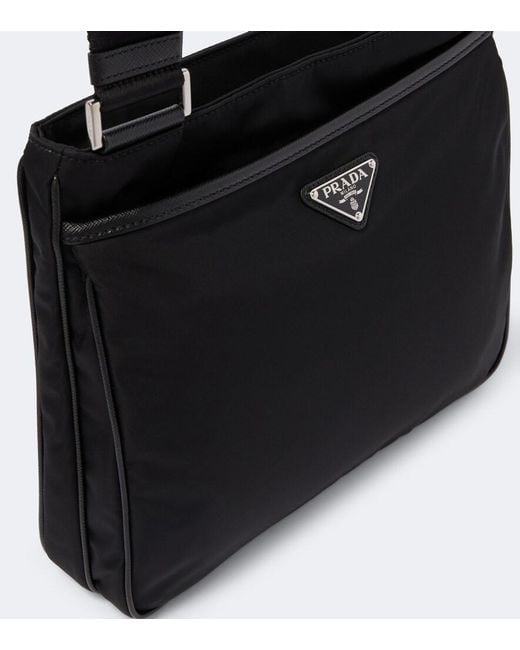 Prada Black Re-Nylon Leather-Trimmed Shoulder Bag