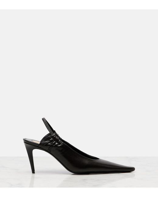 Saint Laurent Black Anne-Marie 75 Leather Slingback Pumps