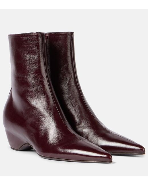 Khaite Brown Sybil 40 Leather Ankle Boots