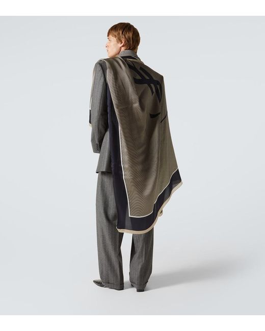 Saint Laurent Blue Cassandre Silk Charmeuse Scarf for men