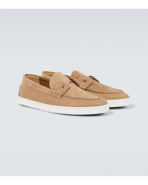 Christian Louboutin White Chambeliboat Leather Slip-On Shoes for men