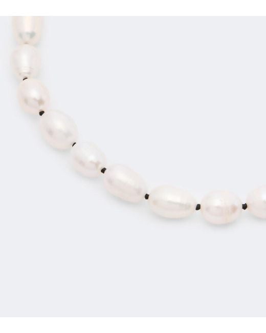 Prada White Halskette Mit Perlen