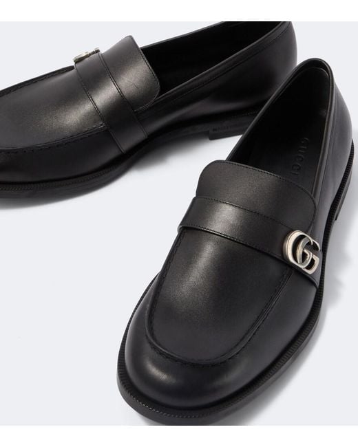 Gucci Black Double G Leather Loafers for men