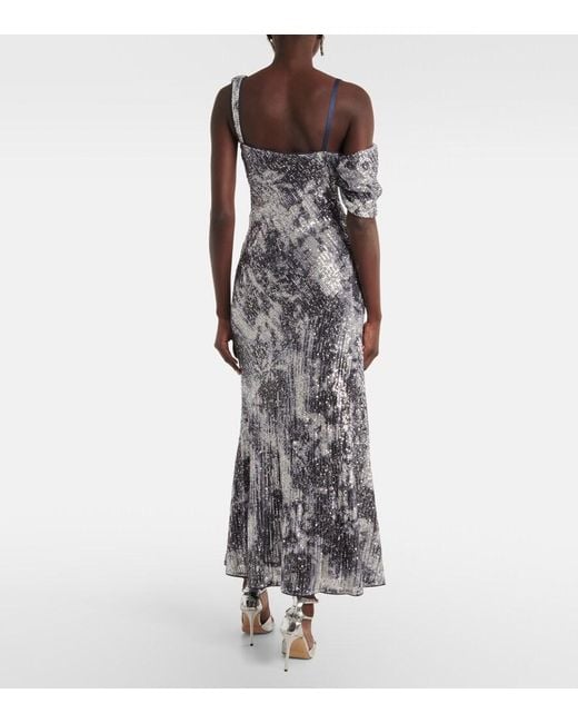 Diane von Furstenberg Blue Joaquin Sequined Maxi Dress