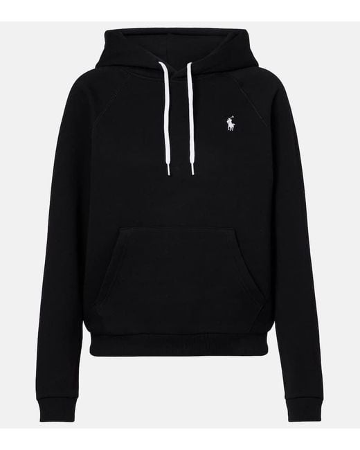 Polo Ralph Lauren Black Embroidered Cotton-Blend Jersey Sweatshirt