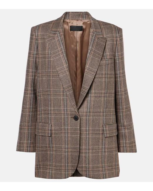Nili Lotan Brown Diane Plaid Wool Blazer