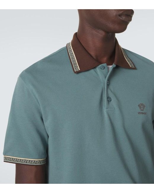 Polo Greca di Versace in Blue da Uomo