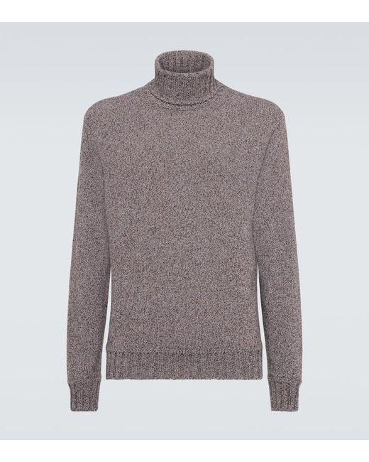 Zegna Gray Cashmere Turtleneck Top for men