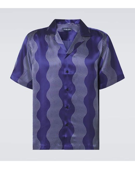 Frescobol Carioca Bedrucktes Hemd Roberto Aus Seide in Blue für Herren