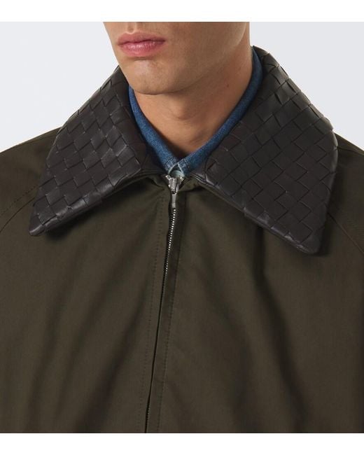 Bottega Veneta Green Intrecciato Cotton Twill Blouson Jacket for men