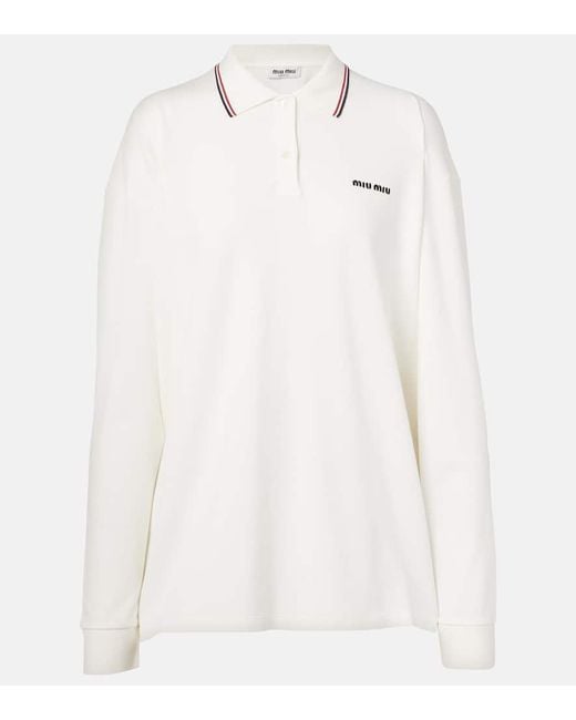 Miu Miu White Polopullover Aus Baumwolle