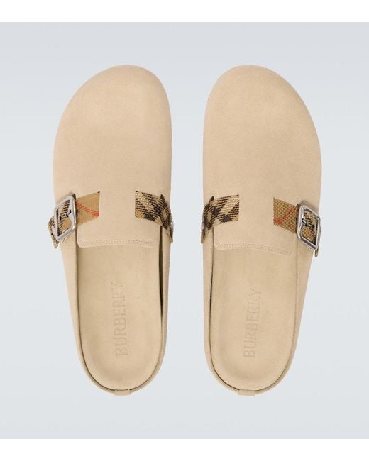 Burberry White Urchin Suede Clogs for men