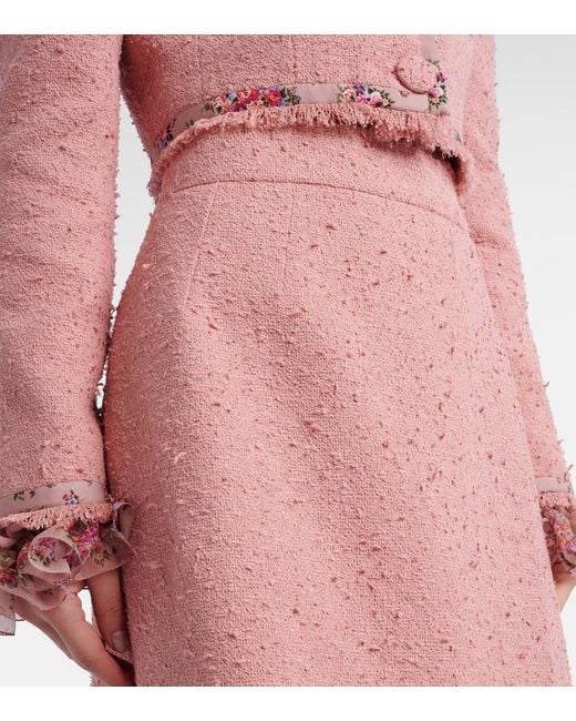 Dolce & Gabbana Pink Cotton-Blend Tweed Midi Skirt
