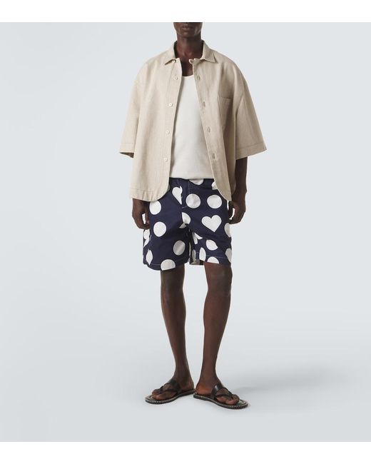 Jacquemus Blue Calecon Polka-Dot Cotton Poplin Shorts for men