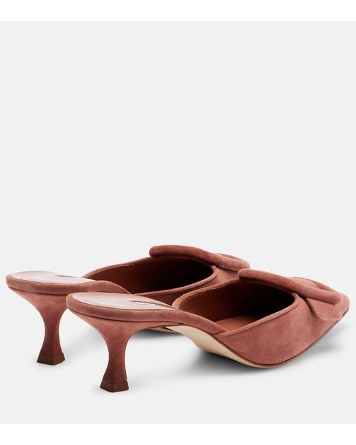 Manolo Blahnik Brown Maysale 50 Suede Mules