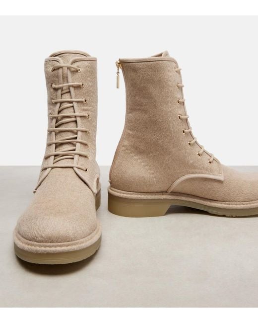 Max Mara Natural Baker Cashmere Combat Boots