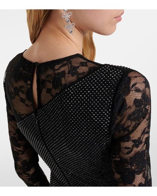 Vestido De Fiesta Con Encaje Self-Portrait de color Black