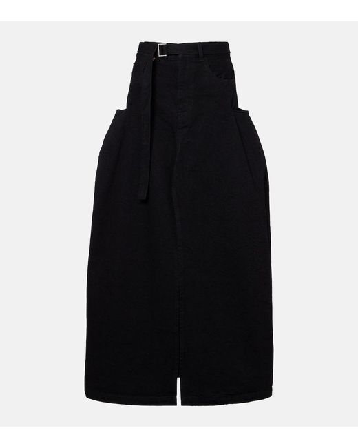 Sacai Black Denim Maxi Skirt