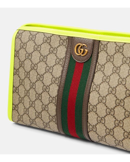 Gucci Metallic Ophidia GG Leather-trimmed Makeup Bag