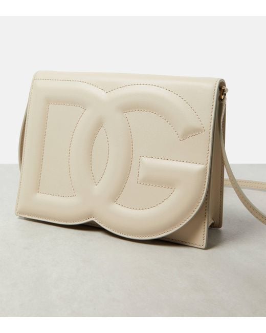 Dolce & Gabbana Natural Dg Small Leather Crossbody Bag