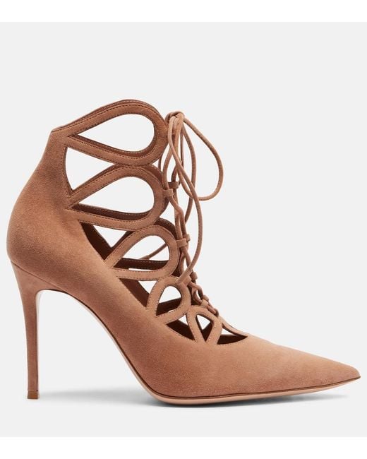 Gianvito Rossi Brown Pointy 95 Suede Pumps