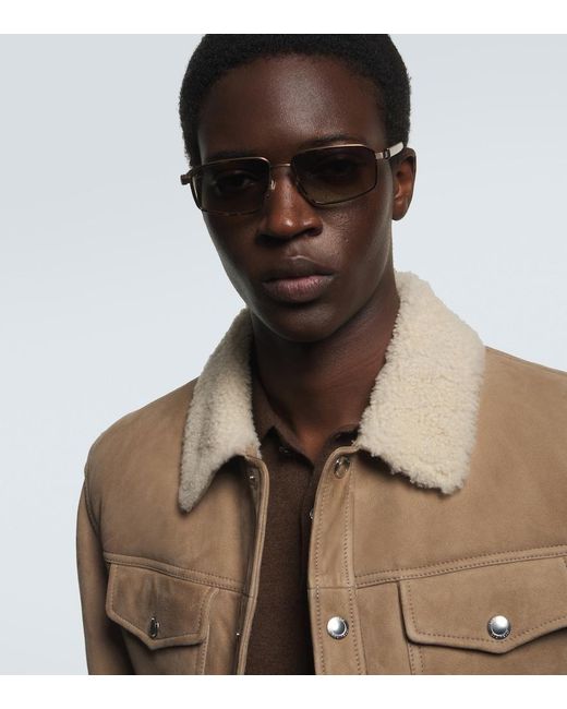 Brunello Cucinelli Brown Jarama Rectangular Sunglasses for men
