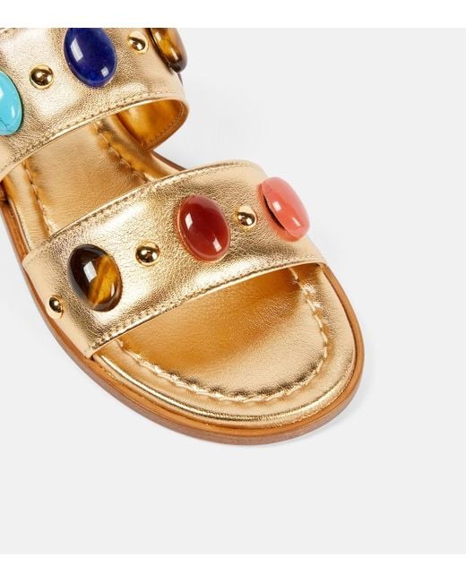Gianvito Rossi Shanti Embellished Metallic Leather Sandals