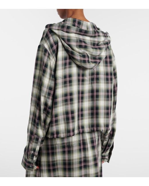 Acne Black Sip Checked Cropped Overshirt
