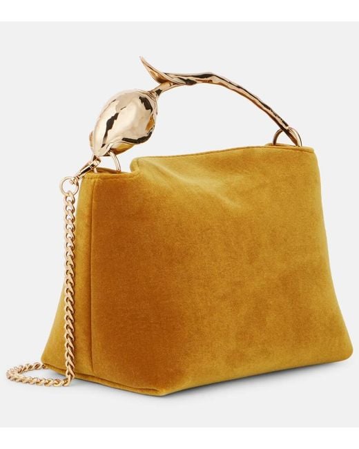 Erdem Brown Verzierte Tote Bag Bloom Mini Aus Samt