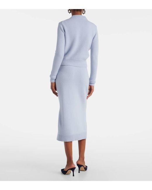 Carolina Herrera Blue Cardigan Aus Wolle Und Kaschmir Mit Kristallen