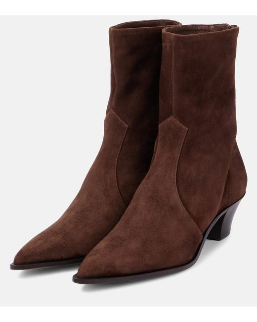 Aquazzura Brown Brunswick Suede Ankle Boots