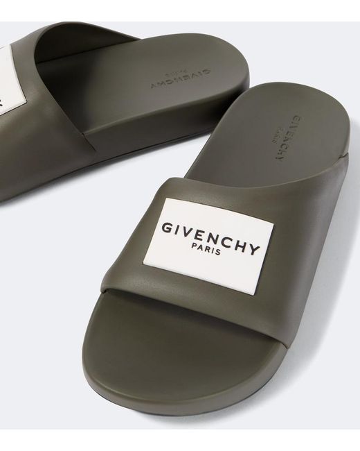 Givenchy Green Logo Pu Slides for men