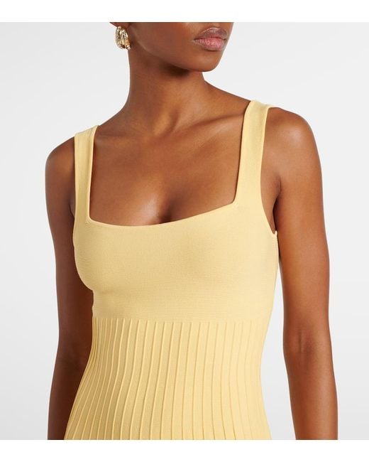 Staud Yellow Ellison Pleated Midi Dress