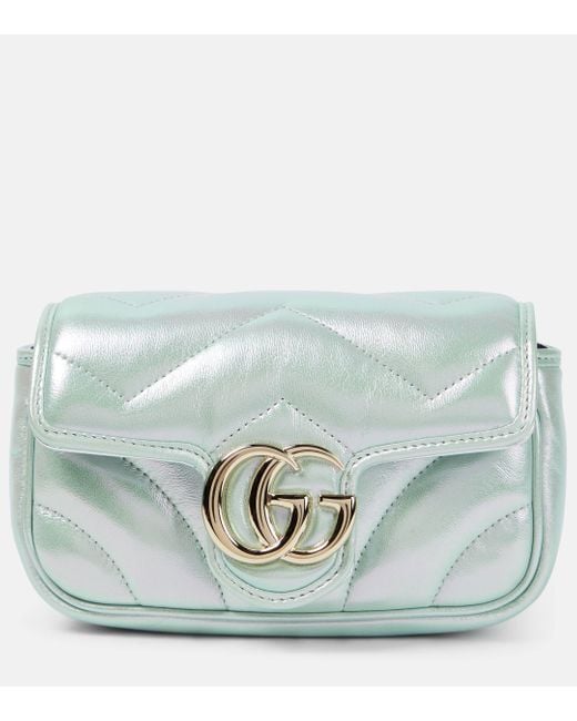 Gucci Blue GG Marmont Super Mini Crossbody Bag