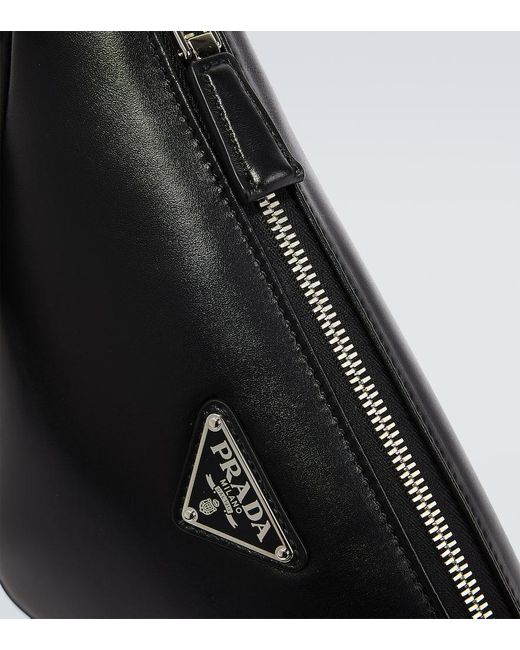 Prada Black Triangle Leather Shoulder Bag for men