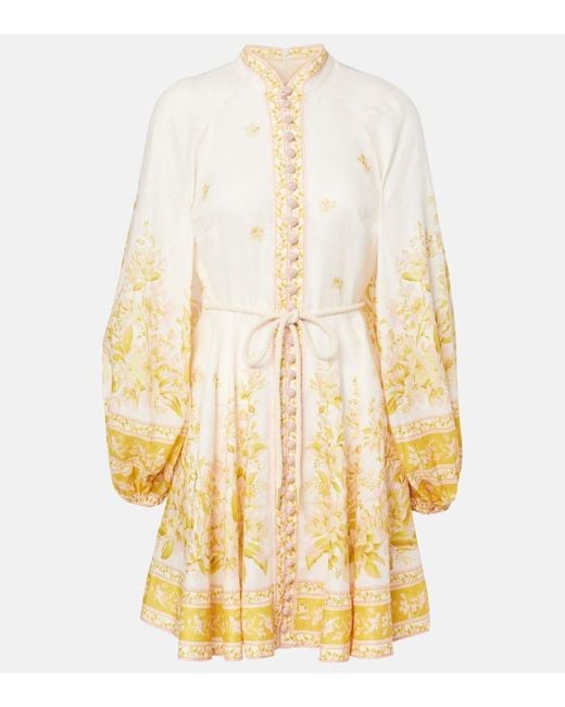 Zimmermann Yellow Geblümtes Minikleid