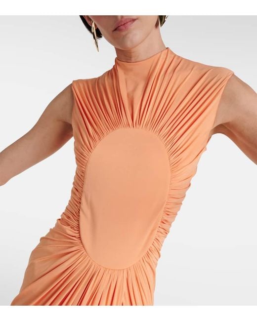 Alaa Draped Open-back Gown in Orange | Lyst