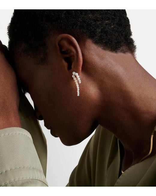 Sophie Bille Brahe White Petite Perle Nuit 14Kt And Pearl Earrings