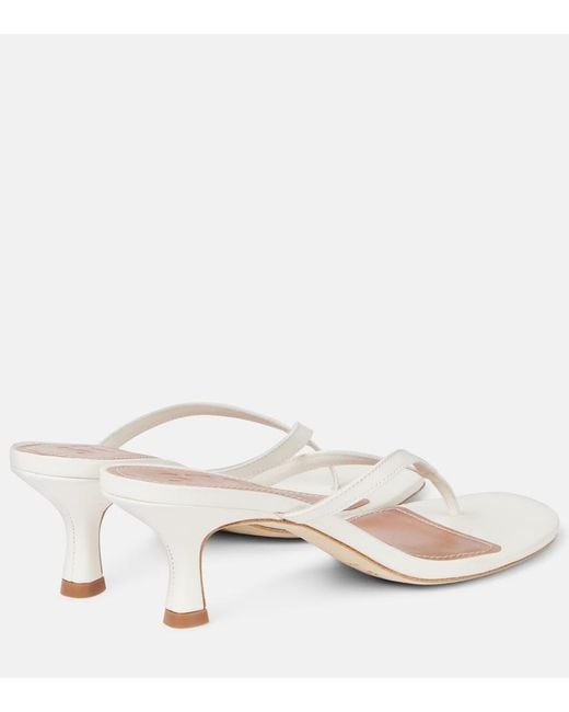 Staud Pink Freja Leather Thong Sandals