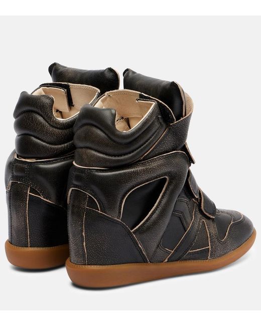 Isabel Marant Black Bekett Leather High-Top Sneakers