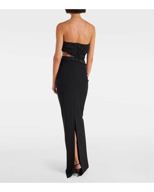 Nensi Dojaka Black Cutout Strapless Gown