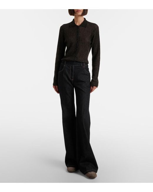 Brunello Cucinelli Black Monili Flared Jeans