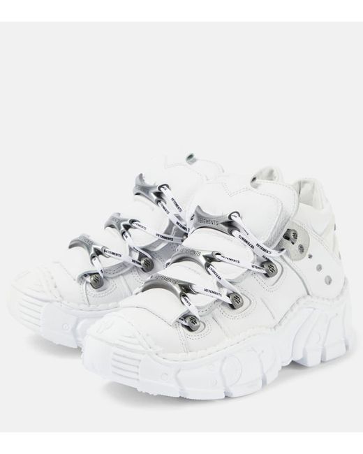 Vetements Metallic X New Rock Plateau-Sneakers aus Leder