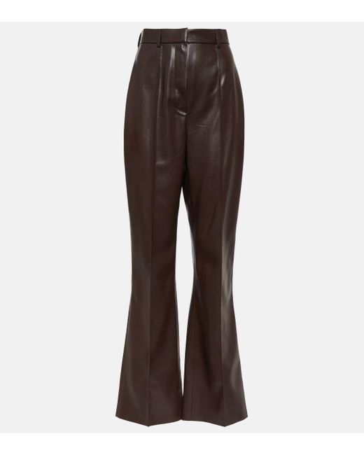 Nanushka Brown Leena Faux Leather Flared Pants