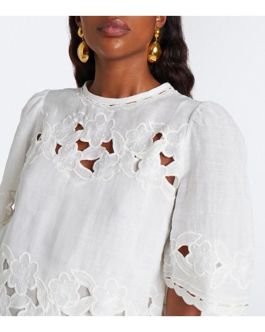 Isabel Marant White Reldine Broderie Anglaise Ramie Minidress